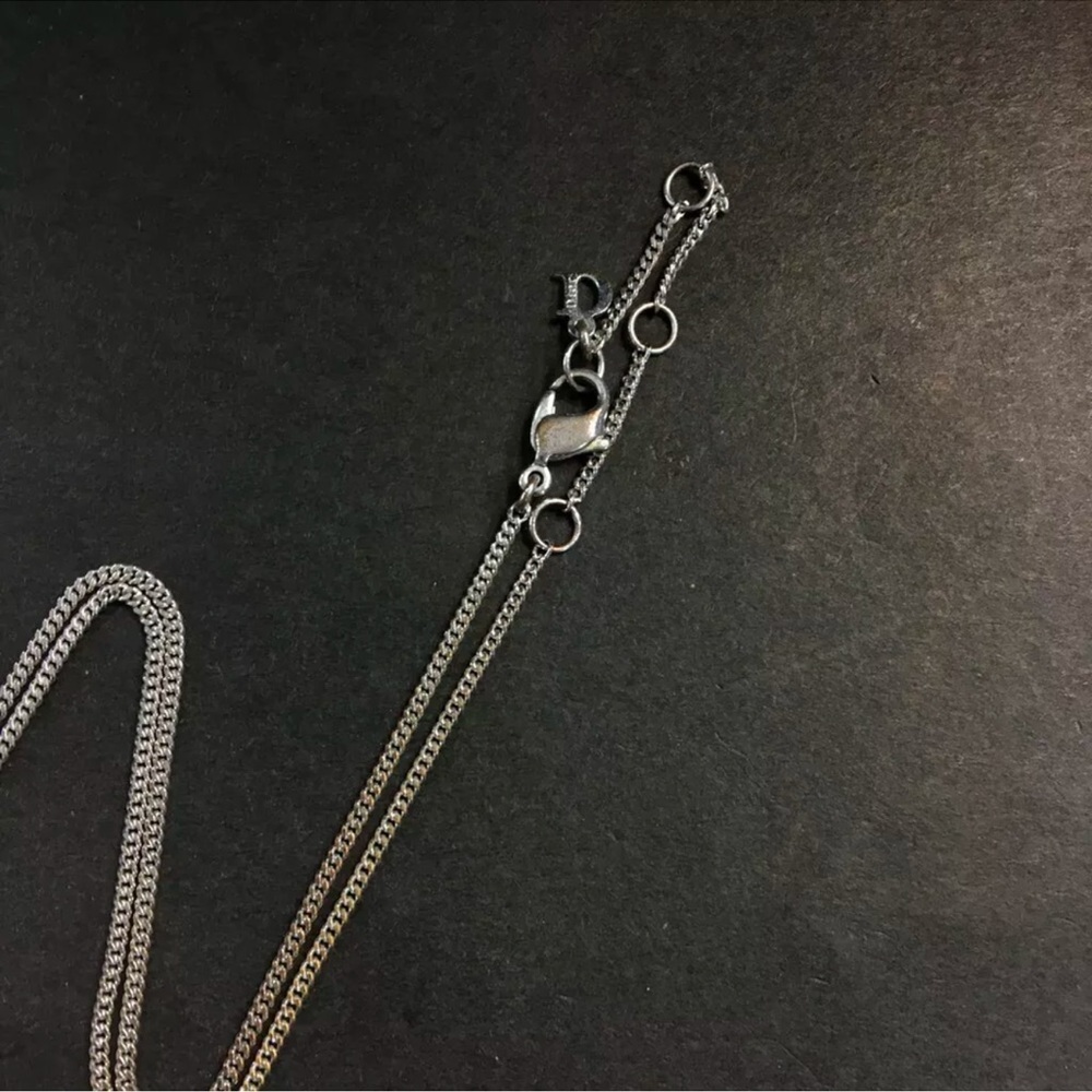 Christian Dior D Logo with Crystals Silver Tone Pendant Necklace - Picture 5 of 7